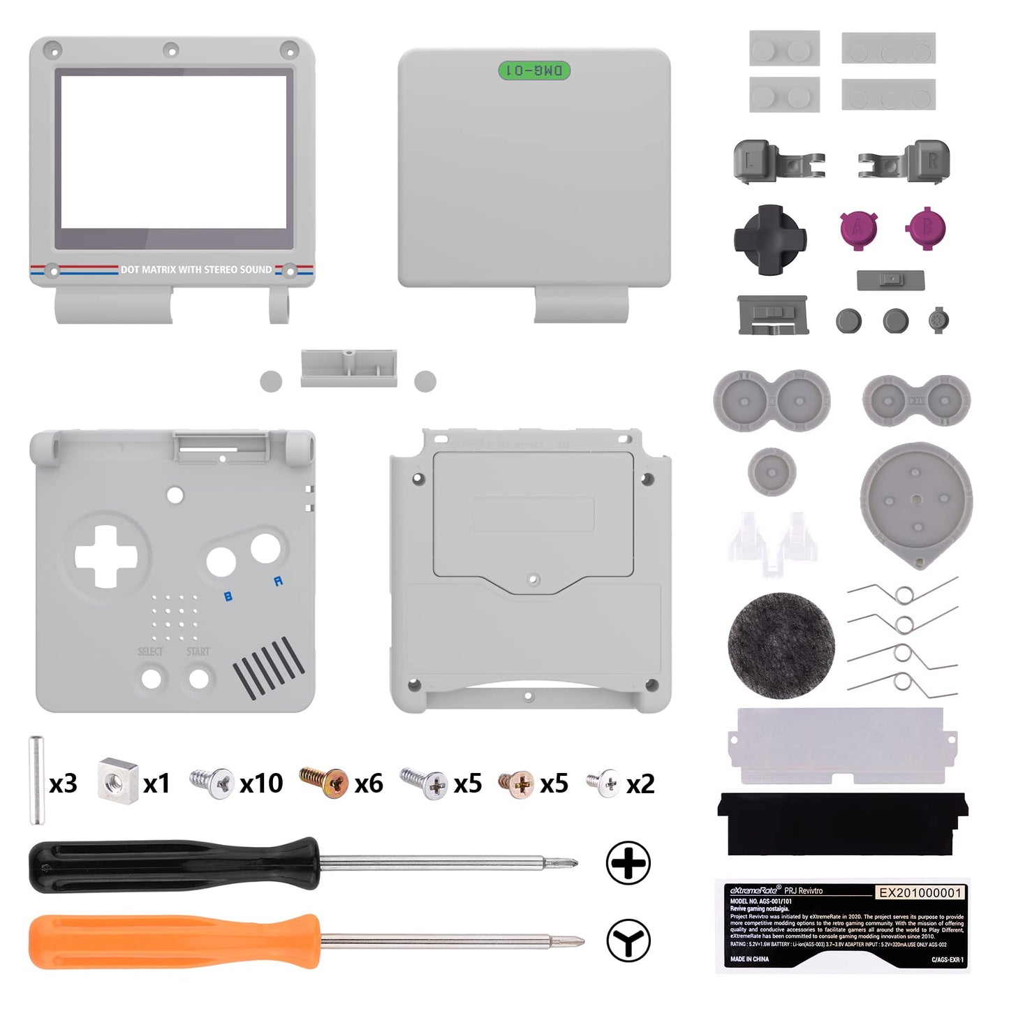 IPS Ready Upgraded eXtremeRate Classic 1989 GB DMG-01 Style Custom Replacement Housing Shell for Gameboy Advance SP GBA SP - Compatible with Both IPS & Standard LCD - Console & Screen NOT Included