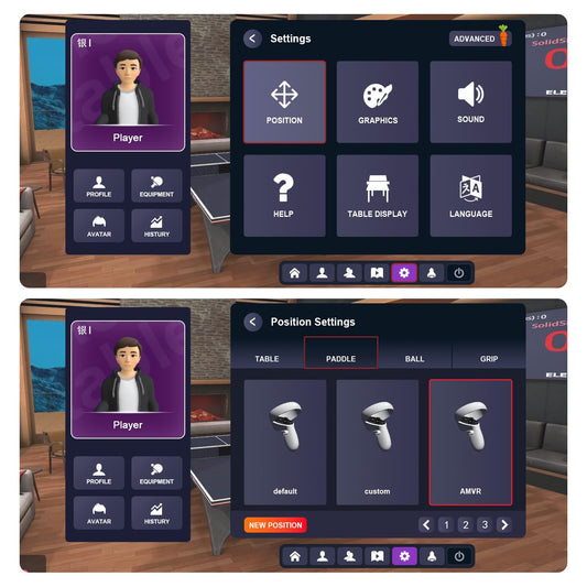 AMVR Table Tennis Paddle Grip Handle for Oculus Quest 2 - Blue & Red, Perfect for Eleven Table Tennis VR Game