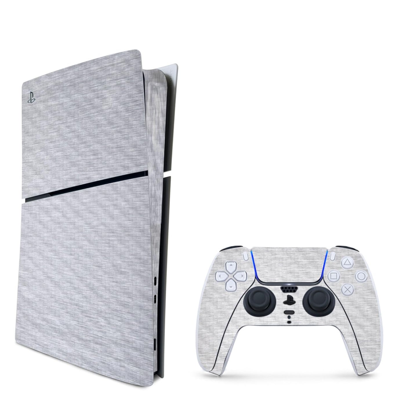 MightySkins Carbon Fiber Skin for PS5 Playstation 5 Slim Digital Edition Bundle - Brushed Aluminium Protective Durable Textured Carbon Fiber Finish Easy to Apply Made in The USA