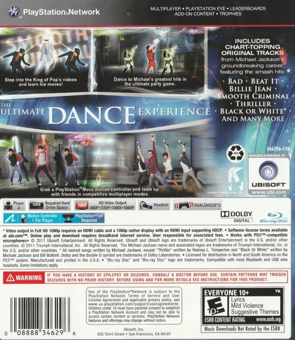 Ubisoft Michael Jackson The Experience - Playstation 3 Game, Model 34629