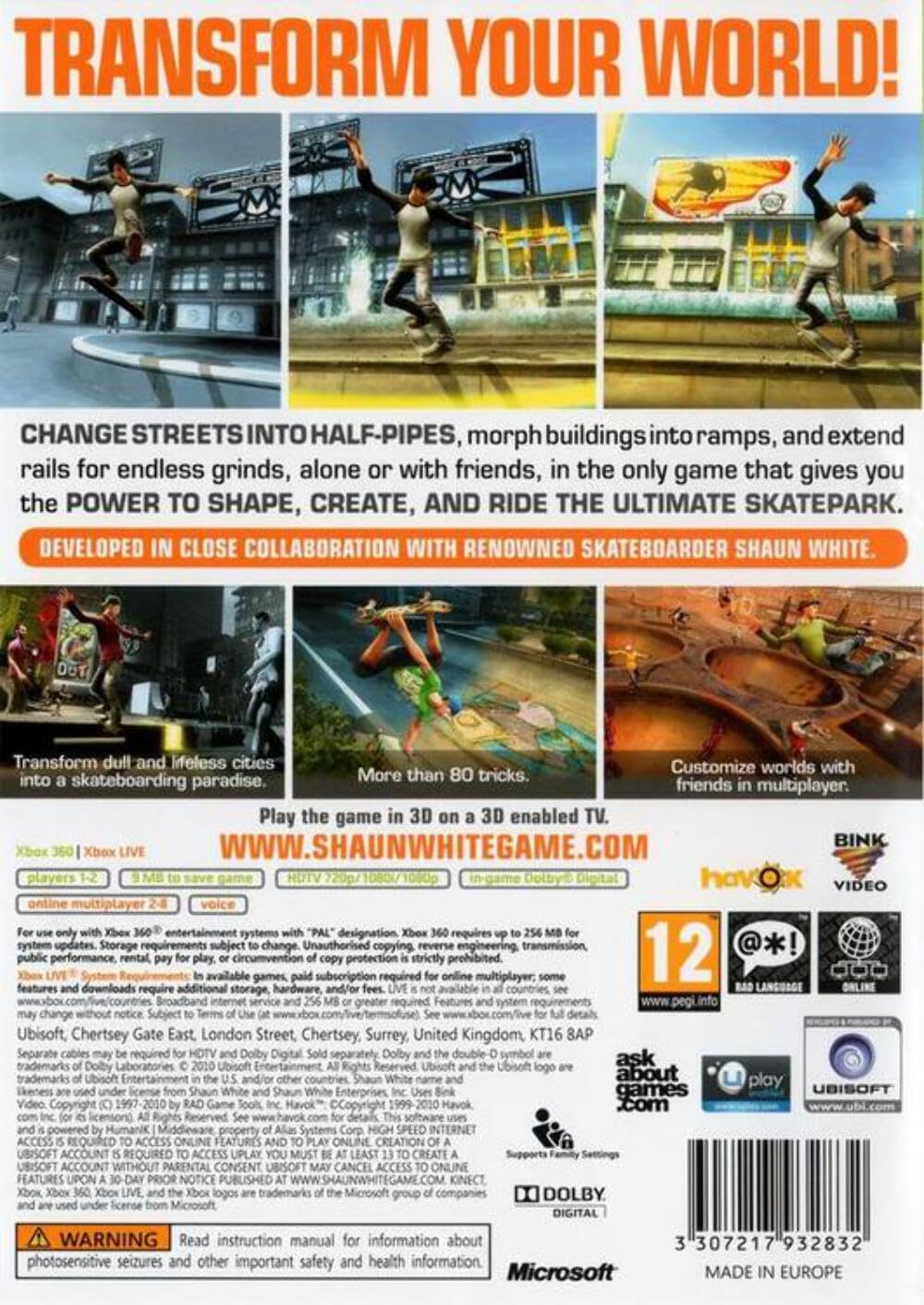 Ubisoft Shaun White Skateboarding Game for Xbox 360 - Model 52627