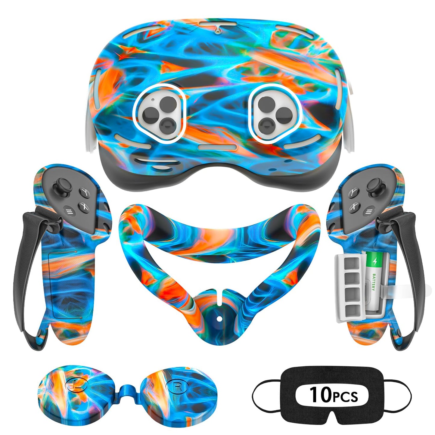 Silicone Cover Set Compatible with Oculus/Meta Quest 3S VR Accessories for Meta Quest 3S Protective Cover Set Includes Controller Grip Cover Face Cover VR Shell Cover (Aurora)