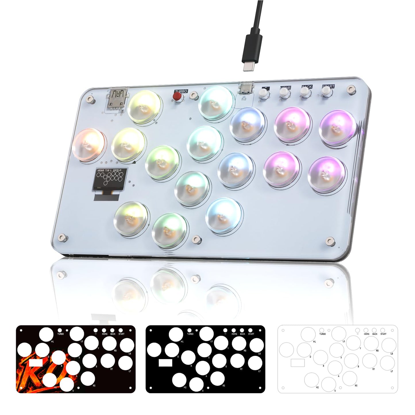 RK ROYAL KLUDGE T16C Arcade Stick 16 Keys with Custom RGB & Hot Swap All-Button Arcade Controller for PC/Ps3/Ps4/Switch/Steam SOCD & Turbo Functions GP2040-CE