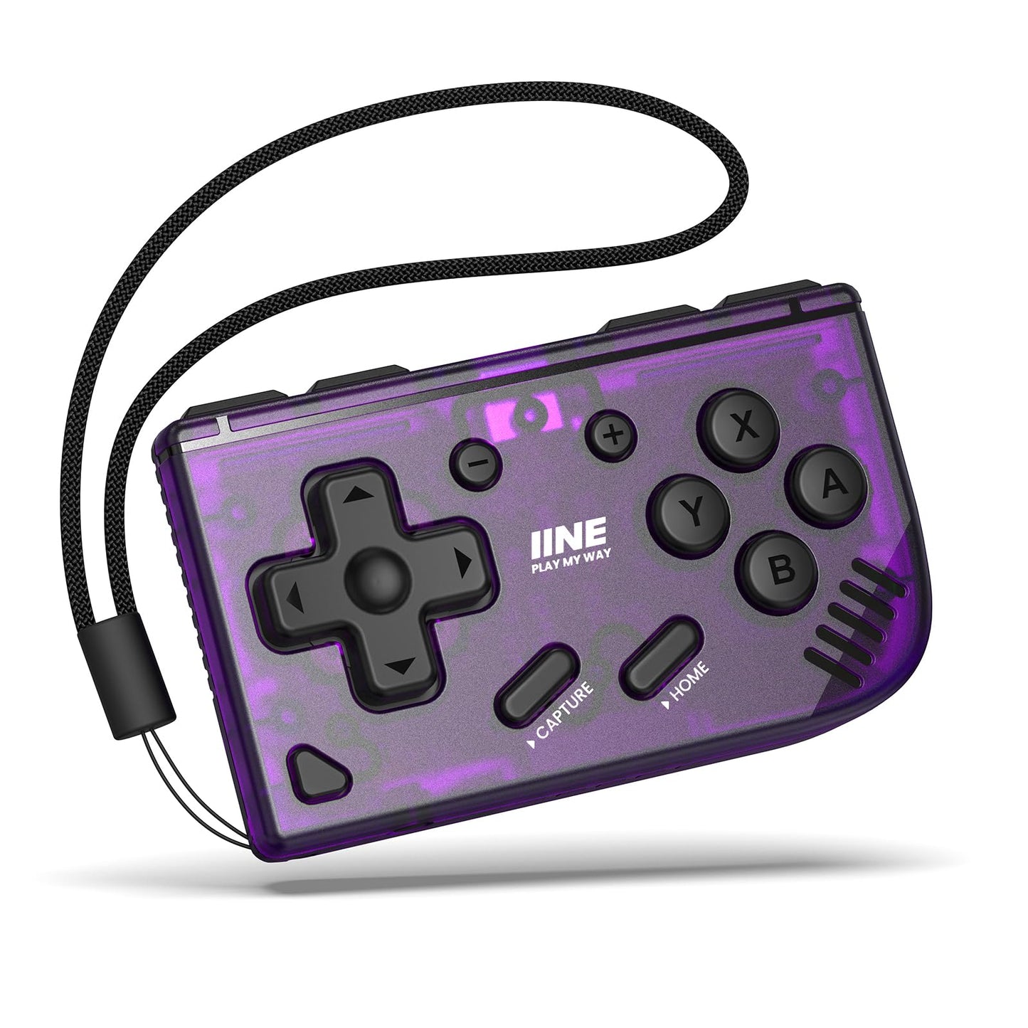 IINE Mini Retro Wireless Controller Micro Remote Controller for Switch/OLED PC Android and IOS Keychain Pocket-sized Controller with Turbo Function (Purple)