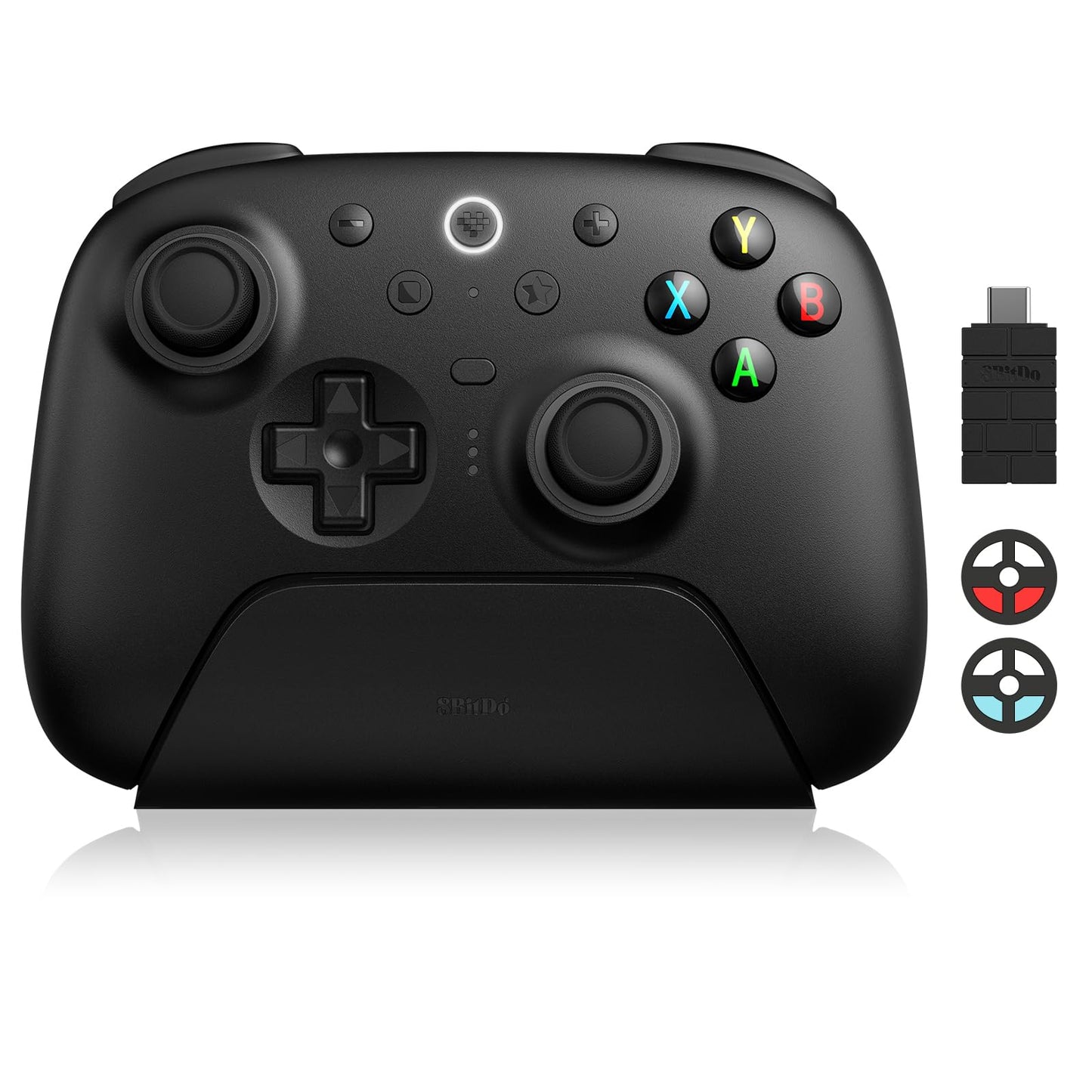 8BitDo Ultimate 2 Wireless Controller with TMR Joysticks for Windows & Android Gaming Controller with Switchable Hall Effect/Tactile Triggers RGB Fire Ring 8Speed Wireless Tech Charging Dock Black