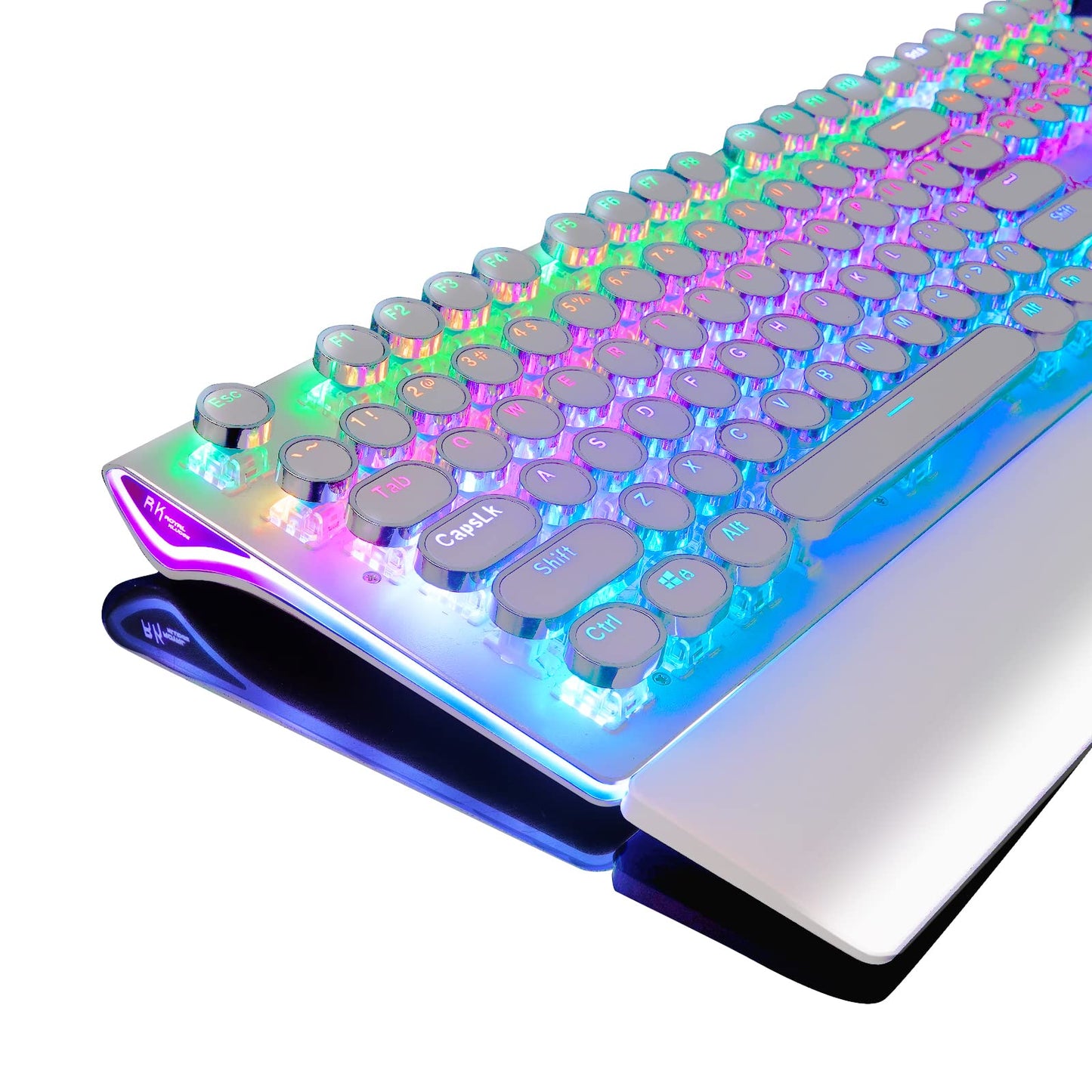 RK ROYAL KLUDGE S108 Typewriter Mechanical Keyboard, Full RGB Gaming Keyboard, Wired PC Game Keyboards with Detachable Wrist Res