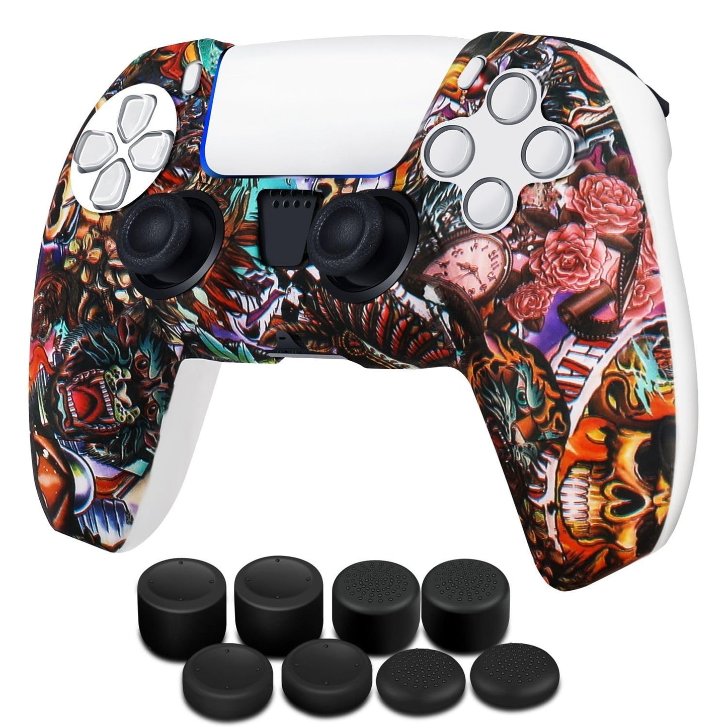 TNP Controller Case for PS5 Silicone Controller Skin for Dualsense Cover + 8 Pro Thumb Grips Set Sony PlayStation 5 Skins Accessories Native Lore with Ergonomic Textured Grip