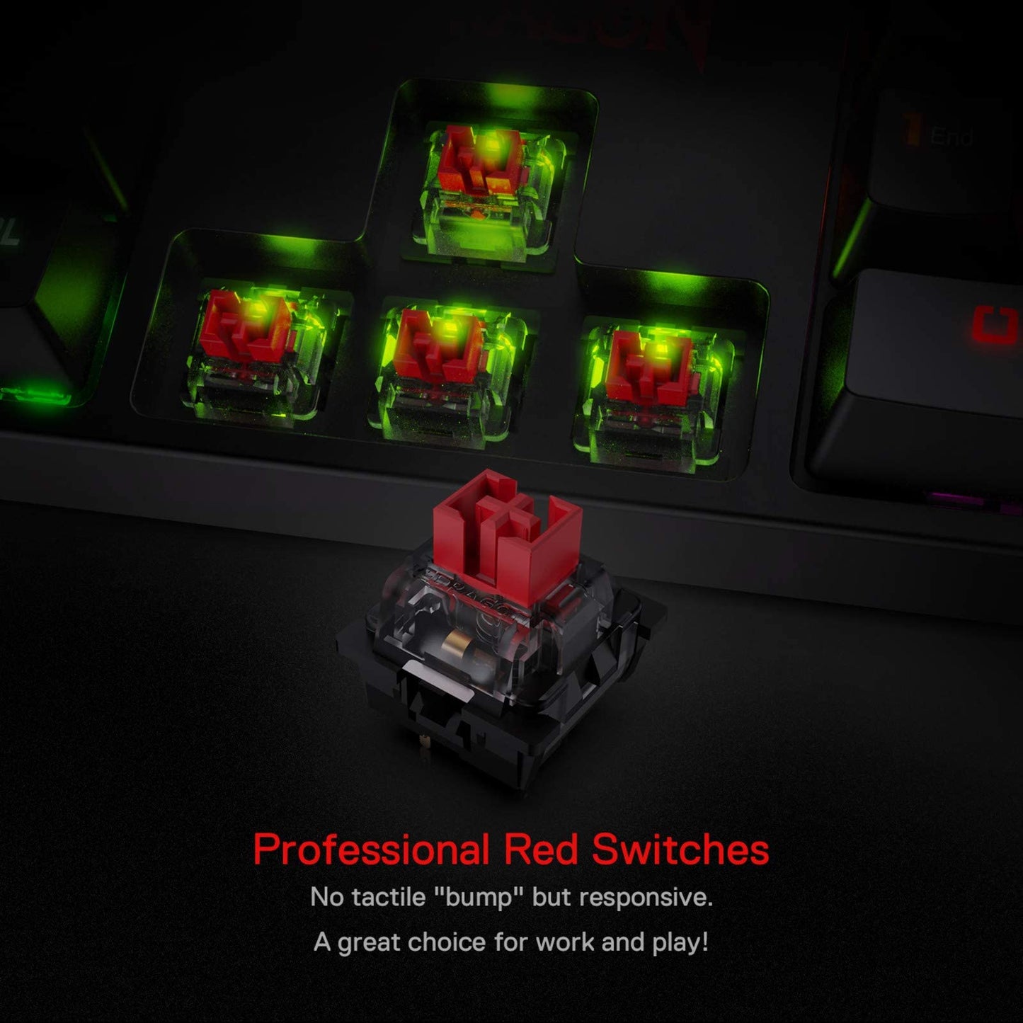Redragon K582 RGB Mechanical Gaming Keyboard, 104 Keys, Linear Red Switch, 16.8M RGB Backlight, Black