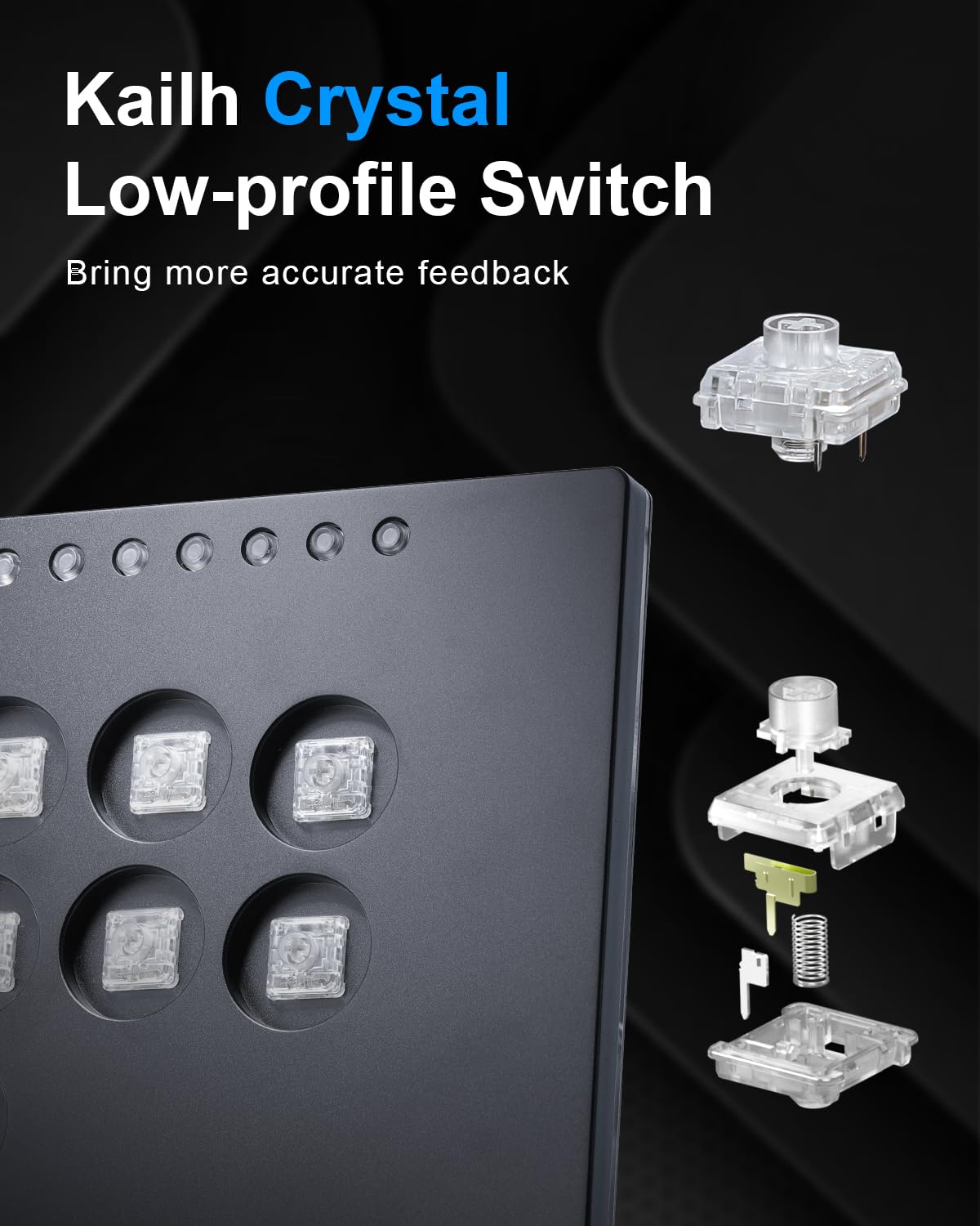 SIXSIR Leverless Arcade Stick Controller M12+ - RGB, 12 Key Crystal Switches, Black for PC/PS4/PS3/Switch