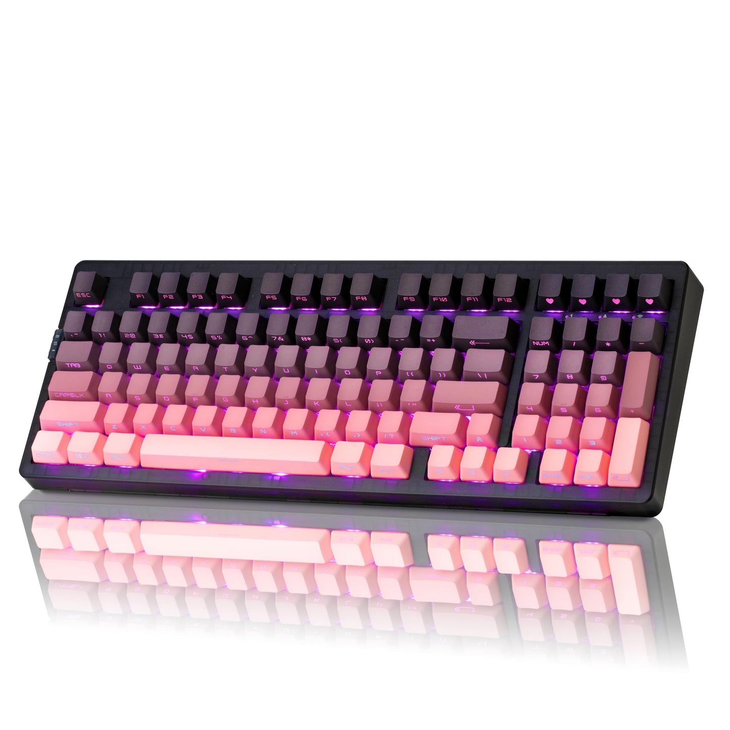 ZORNHER ZH980 Wireless Mechanical Keyboard 95% Pink Keyboard with Number Pad Lighted Up PBT Keycaps Pre-lubed Clicky Blue Switches Hot-Swappable Custom Gaming Keyboard Full Size 2.4GHz/USB-C/BT5.0