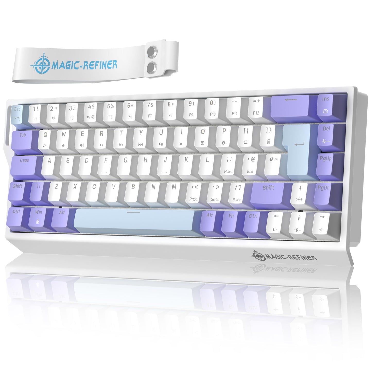 MAGIC-REFINER X68 HE Rapid Trigger Mechanical Gaming Keyboard 60% Wired with Adjustable Actuation Hall Effect Magnetic Switch 8KHz Polling Rate RGB Backlit Top Mount for PC Mac Esport Gamer(White)