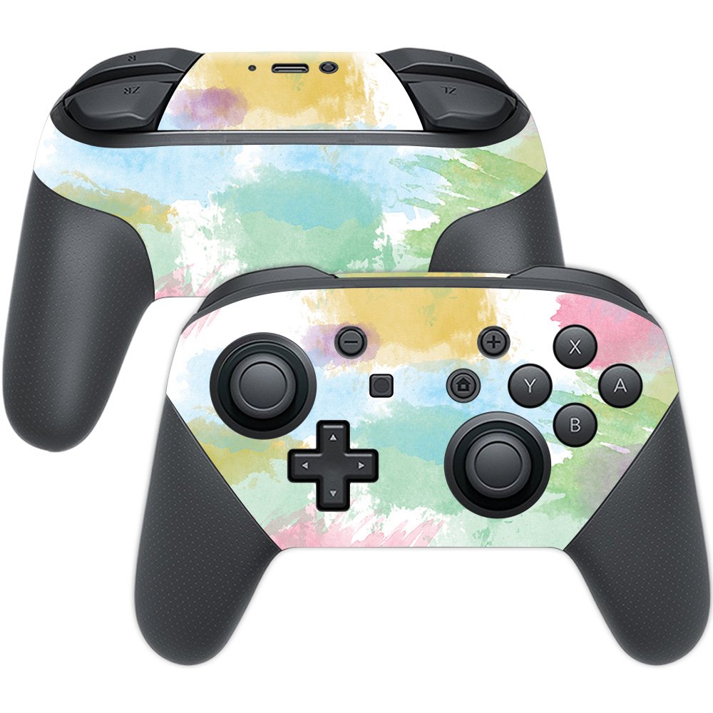MightySkins Skin Compatible with Nintendo Switch Pro Controller - Watercolor Blue | Protective, Durable, and Unique Vinyl Decal