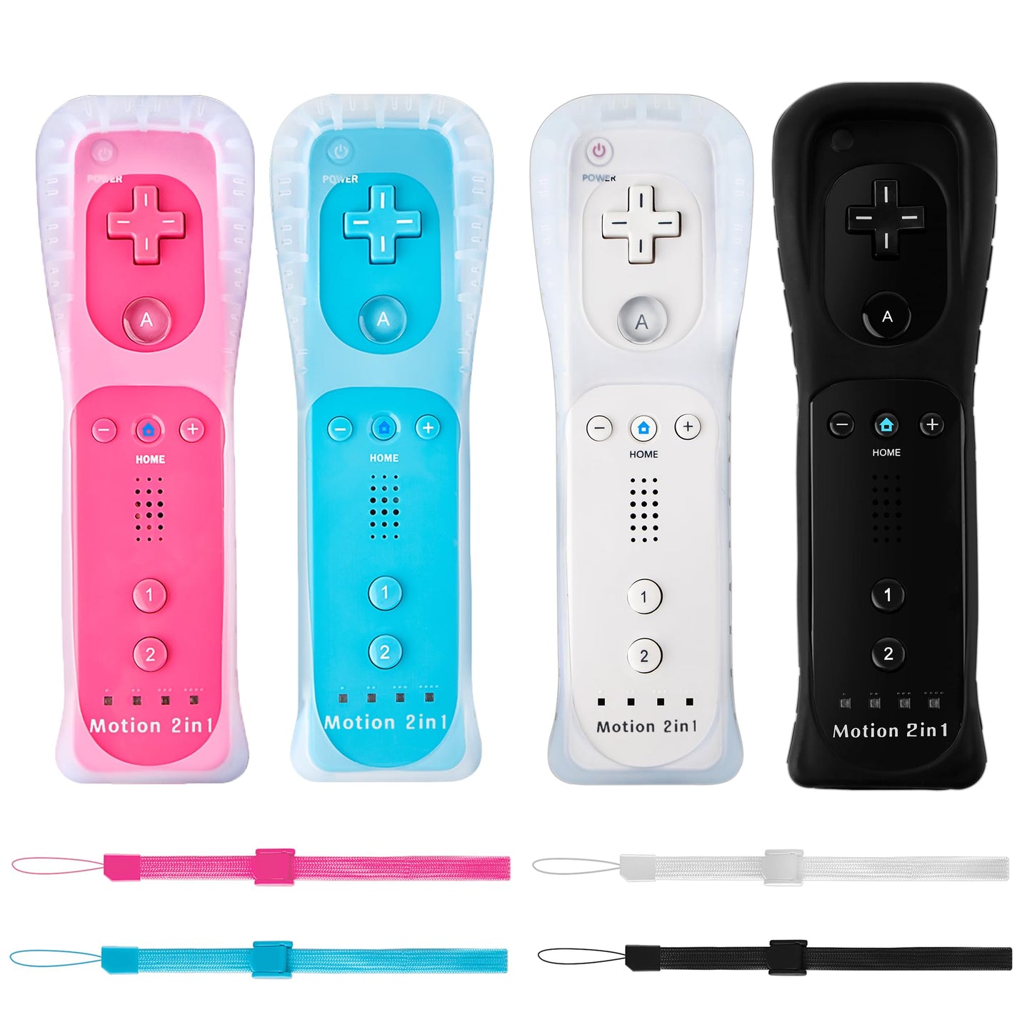 DTianSir 4Pack Motion Plus Wii Remote Controllers with Silicone Case & Wrist Strap,Wii Remote Controllers with Built in Motion P