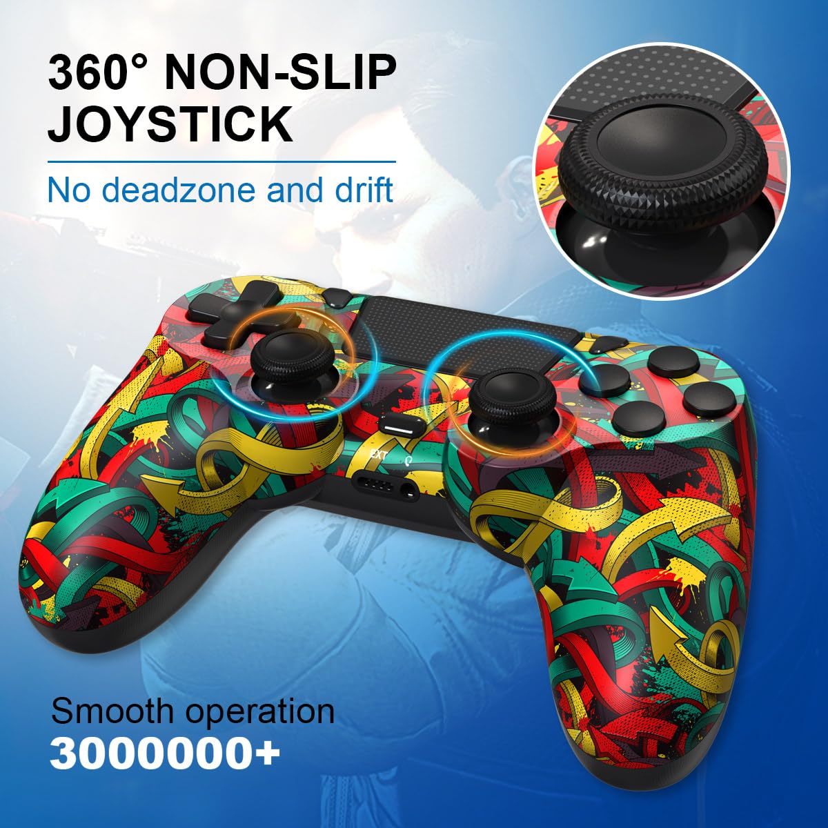 MOOGOLE Wireless PS4 Controller with USB Cable, 1000mAh Battery, Dual Vibration, 6-Axis Motion, 3.5mm Audio Jack, Multicolor