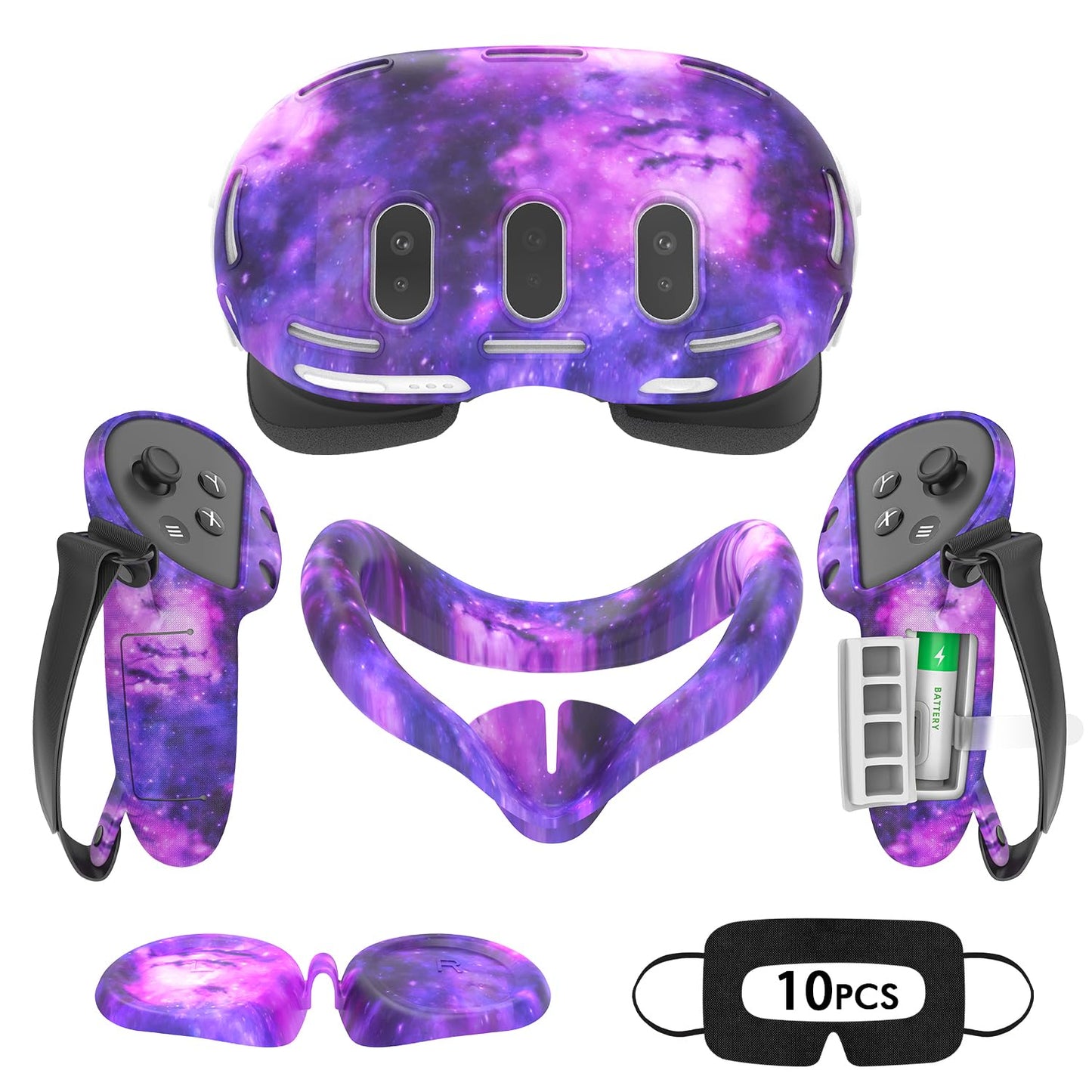 Silicone Cover Set for Meta Quest 3 Upgraded Design Full Protection for Quest 3 4 in 1 VR Accessories Protective Cover for Oculus Quest 3 Ideal Present for Birthday and Christmas (Starlight Purple)