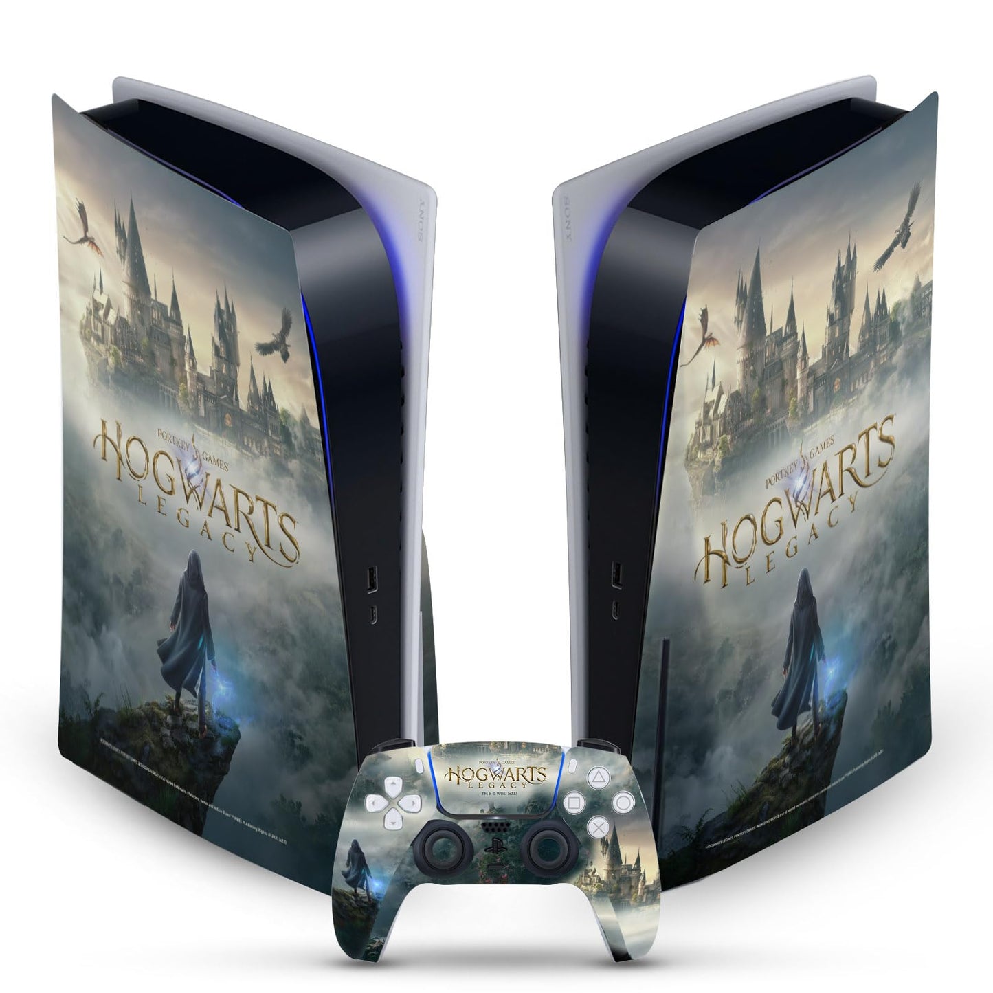 Head Case Designs Officially Licensed Hogwarts Legacy Key Art Graphics Vinyl Faceplate Sticker Gaming Skin Decal Compatible with Sony Playstation 5 PS5 Disc Edition Console & DualSense Controller