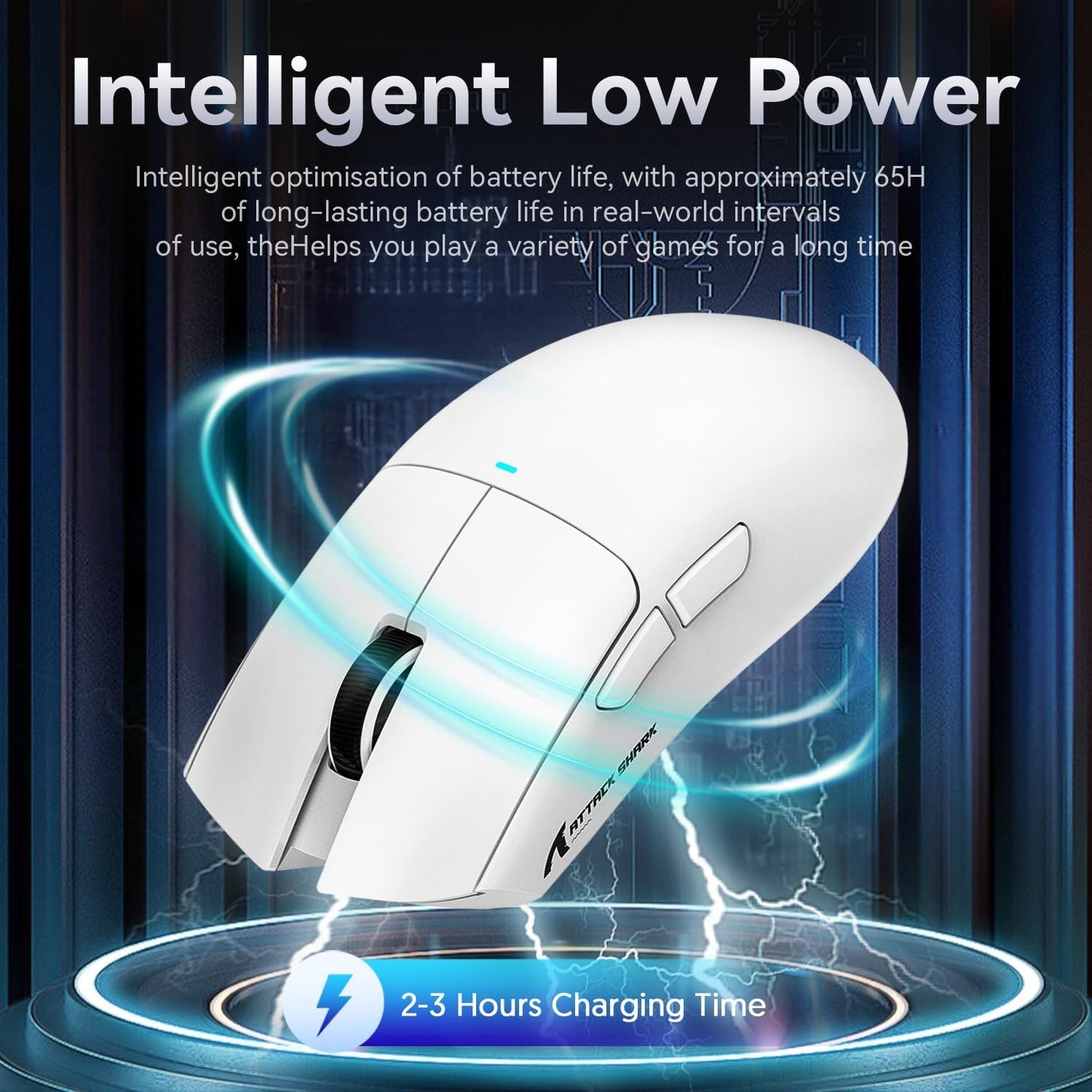 ATTACK SHARK X11 Ultra-Light Gaming Mouse with 22K DPI, 5 Buttons, Magnetic Charging Stand, White