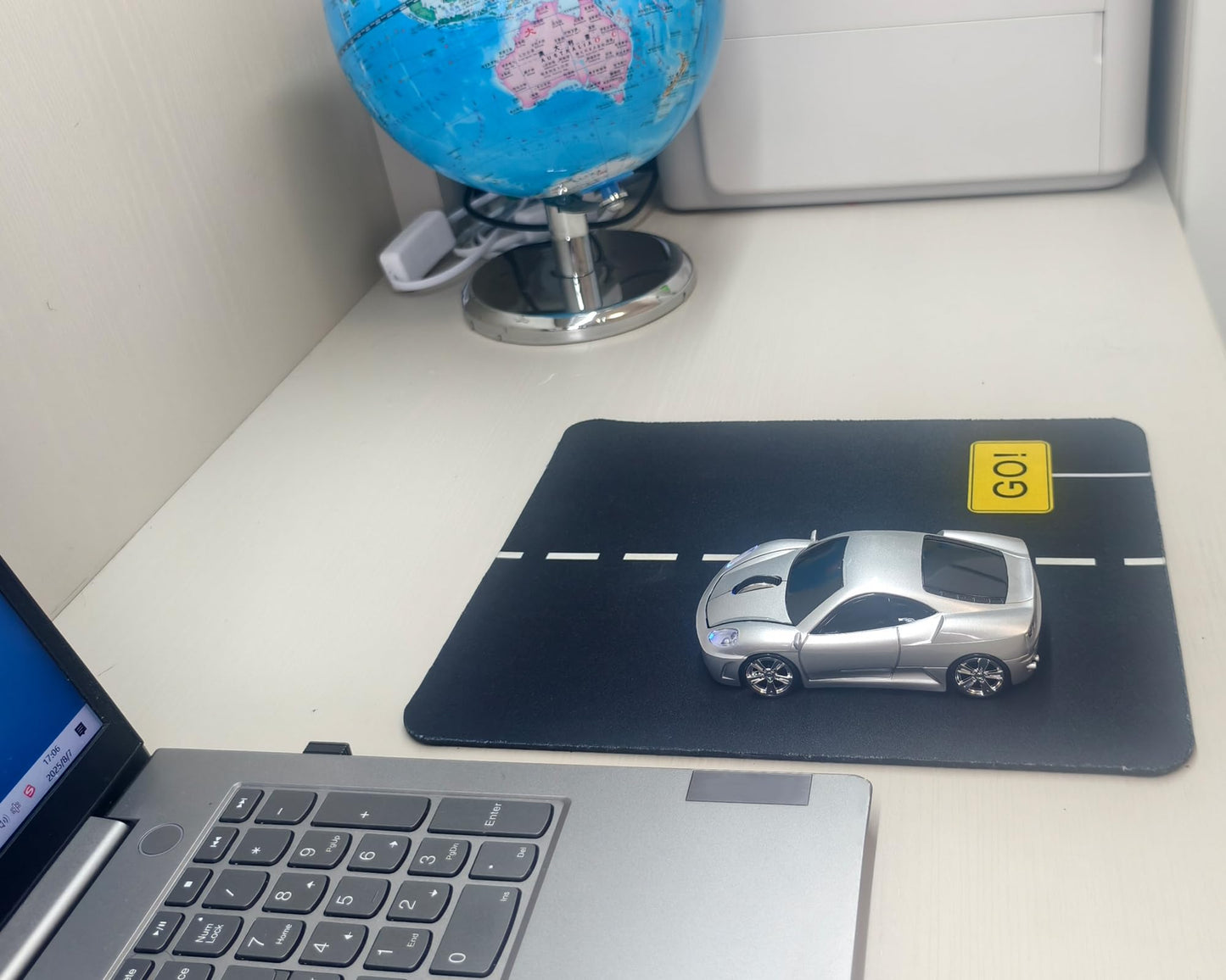 SDGSQHA Wireless Sports Car Mouse – Cute Silver Mice for PC, Laptop, MAC