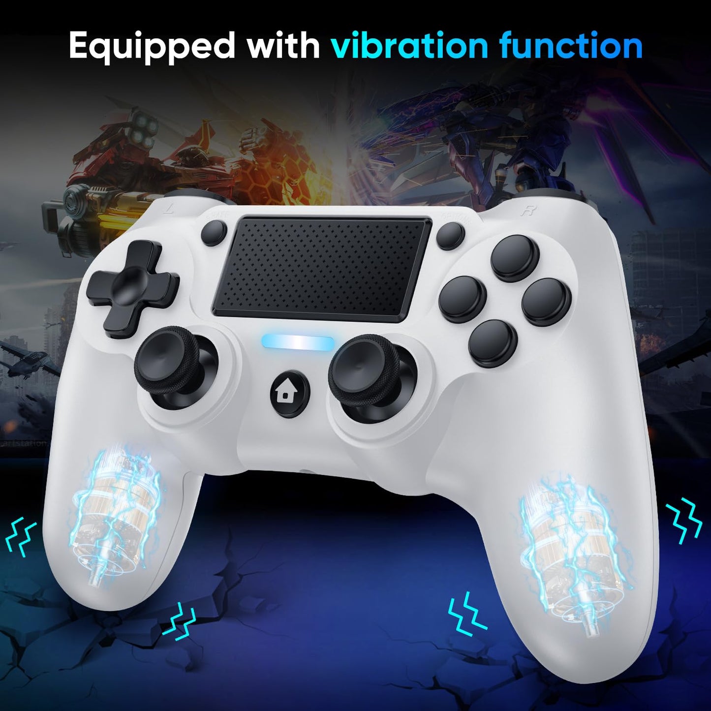 Matbip Wireless Controller for PS4 - Dual Vibration, Turbo, Type-C Port, 2 Pack (Black and White)