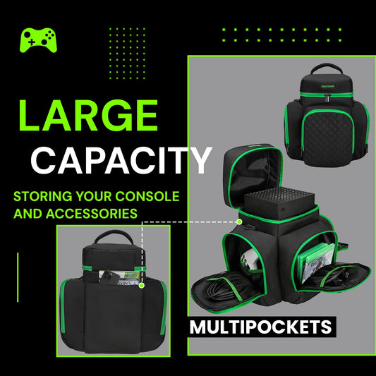 CROTIRAD Carrying Case for Xbox Series X - Travel Bag with Storage Pockets, Black, Model 202402101