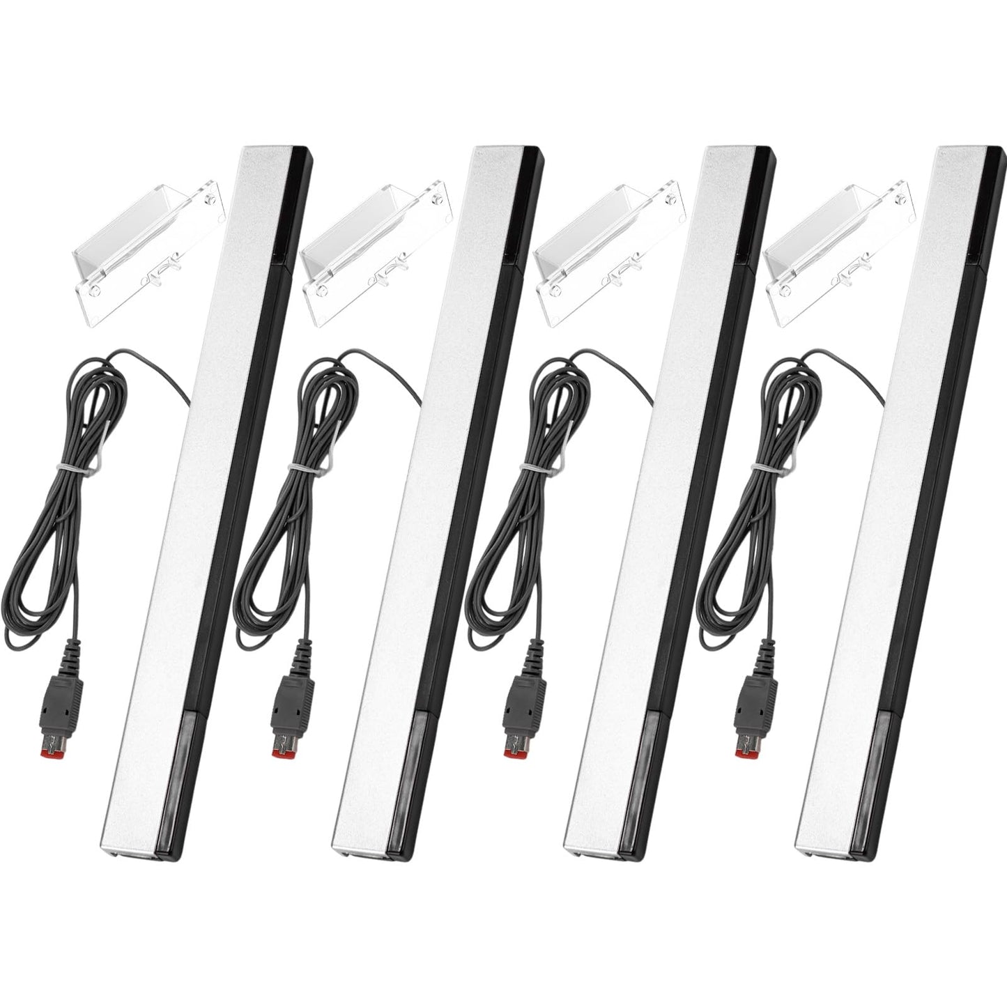 Copkim 4 Pcs Sensor Bar Compatible with Wii 6.6 ft Replacement Wired Infrared Ray Motion Sensor Bar Compatible with Nintendo Wii/U Console Includes Clear Stands