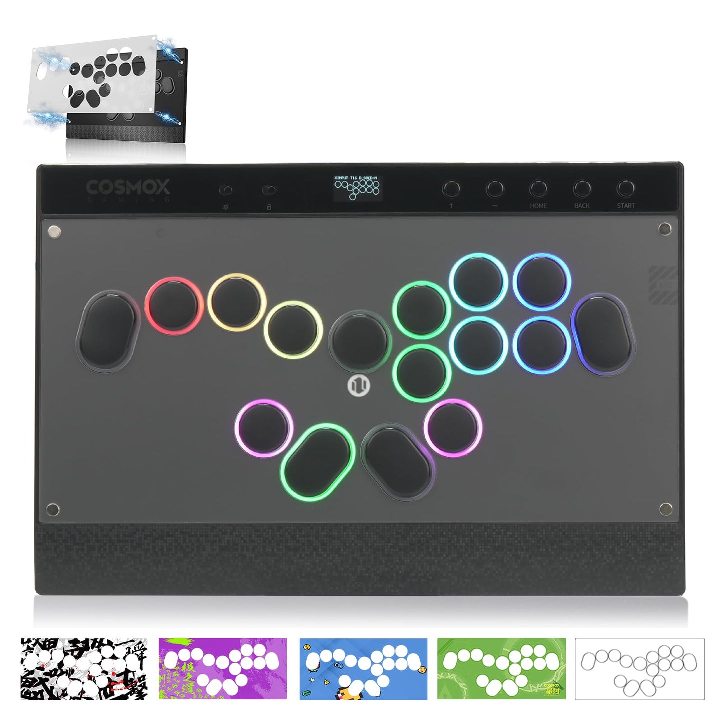 ONEED Haute42 Leverless Controller Arcade Stick: Split Layout Magnetic C16S Leverless Arcade Stick Premium Black Symmetrical Arcade Controller for PC/PS4/Switch/Switch2 Game with Lock Button