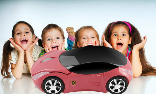 SHARE SUNSHINE Wireless Mouse - Cute Sport Car Shape, 1600DPI, Pink, Ergonomic Design for PC/Laptop, Mini Office Gift for All Ages