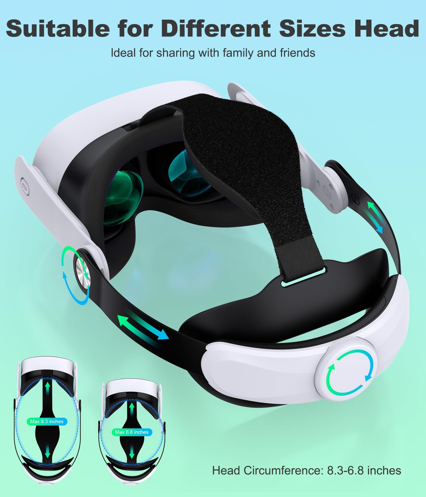 DXKK VR Head Strap for Meta Quest 3 - Enhanced Comfort, Quick-Switch Design, Adjustable, White, Model 6977916572157