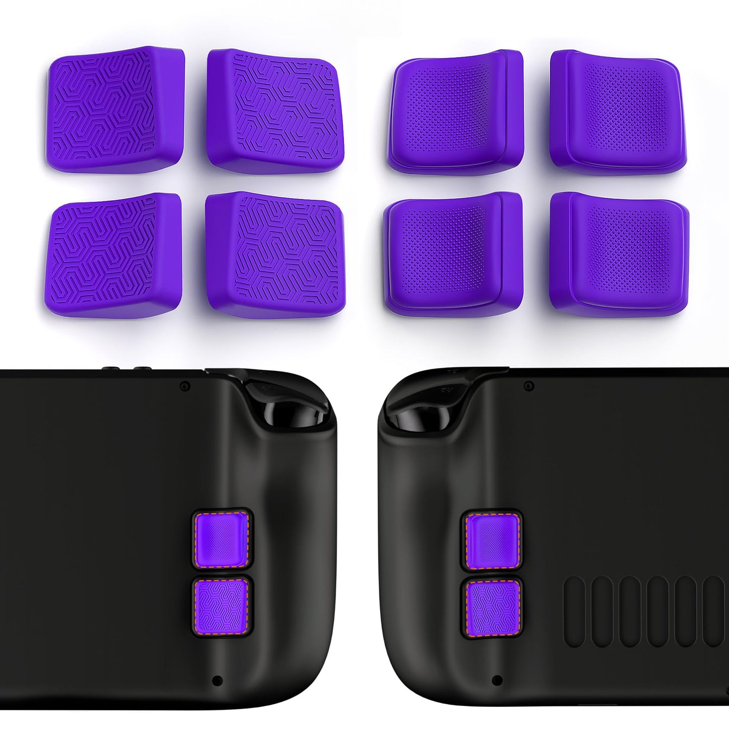 PlayVital Back Button Enhancement Set for Steam Deck LCD Grip Improvement Protection Kit for Steam Deck OLED - Mix Version Streamlined & Studded Design - Purple