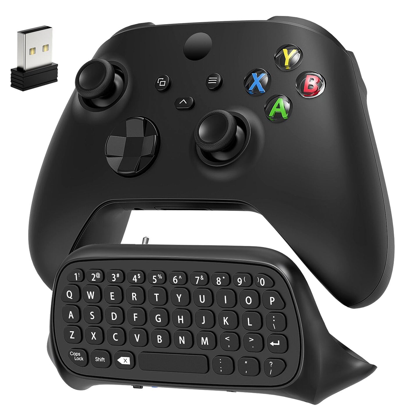 Keyboard for Xbox Series X/S One/One X/S Elite One/2 Controller Wireless Gaming Chatpad Message Keypad with USB Receiver Audio/Headset Jack Accessories for Xbox (Controller Not Included) Black