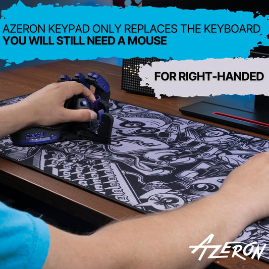 AZERON Gaming Keypad - One-Handed Keyboard with 30 Programmable Keys, Hall Effect Thumbstick, Cyborg II, Galaxy Purple