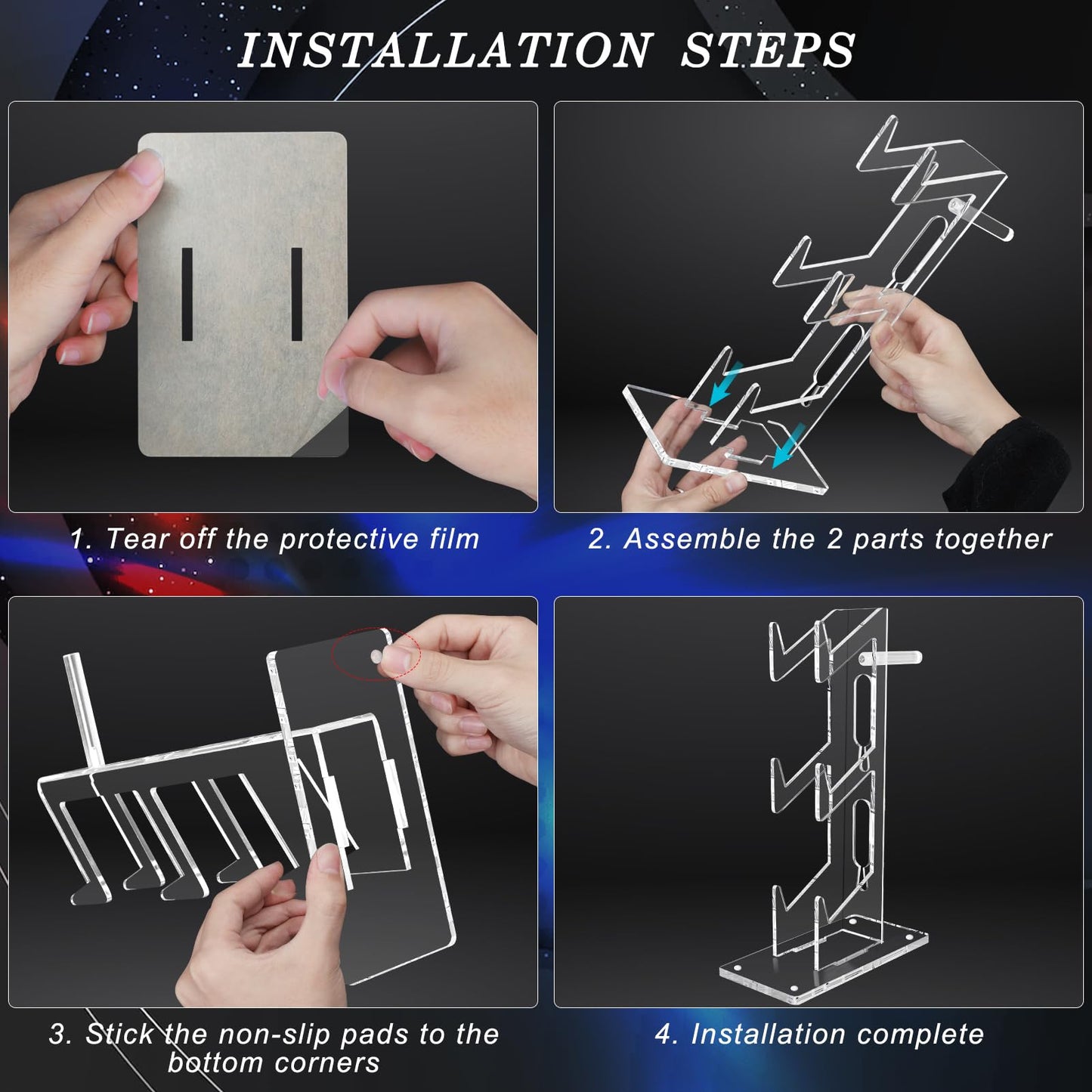 FYY Game Controller Holder - 3-Tier Clear Acrylic Stand for Nintendo Switch, Xbox, PS5, PS4 - Model 1897
