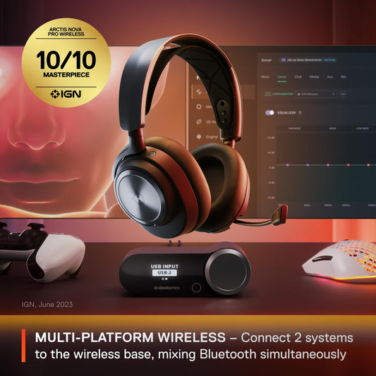 SteelSeries Arctis 9 Wireless Gaming Headset - Lossless 2.4 GHz & Bluetooth - Black - 20+ Hour Battery Life - PC, PS5, PS4 (Renewed