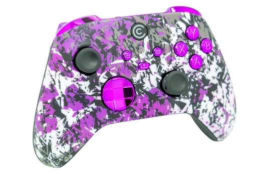 Custom Controllerzz Wireless Controller for Xbox Series X/S & PC - Shadow Bloom & Purple Chrome Inserts