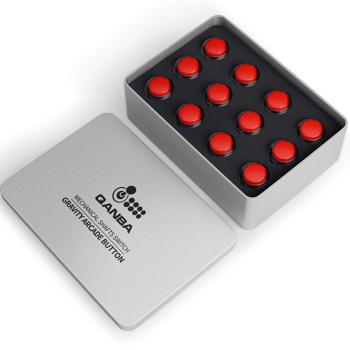 Qanba Gravity KS Mechanical Shafts Silent Pushbutton 24mm Snap-in (Boxed (Clear Red Black E10(12 pcs)