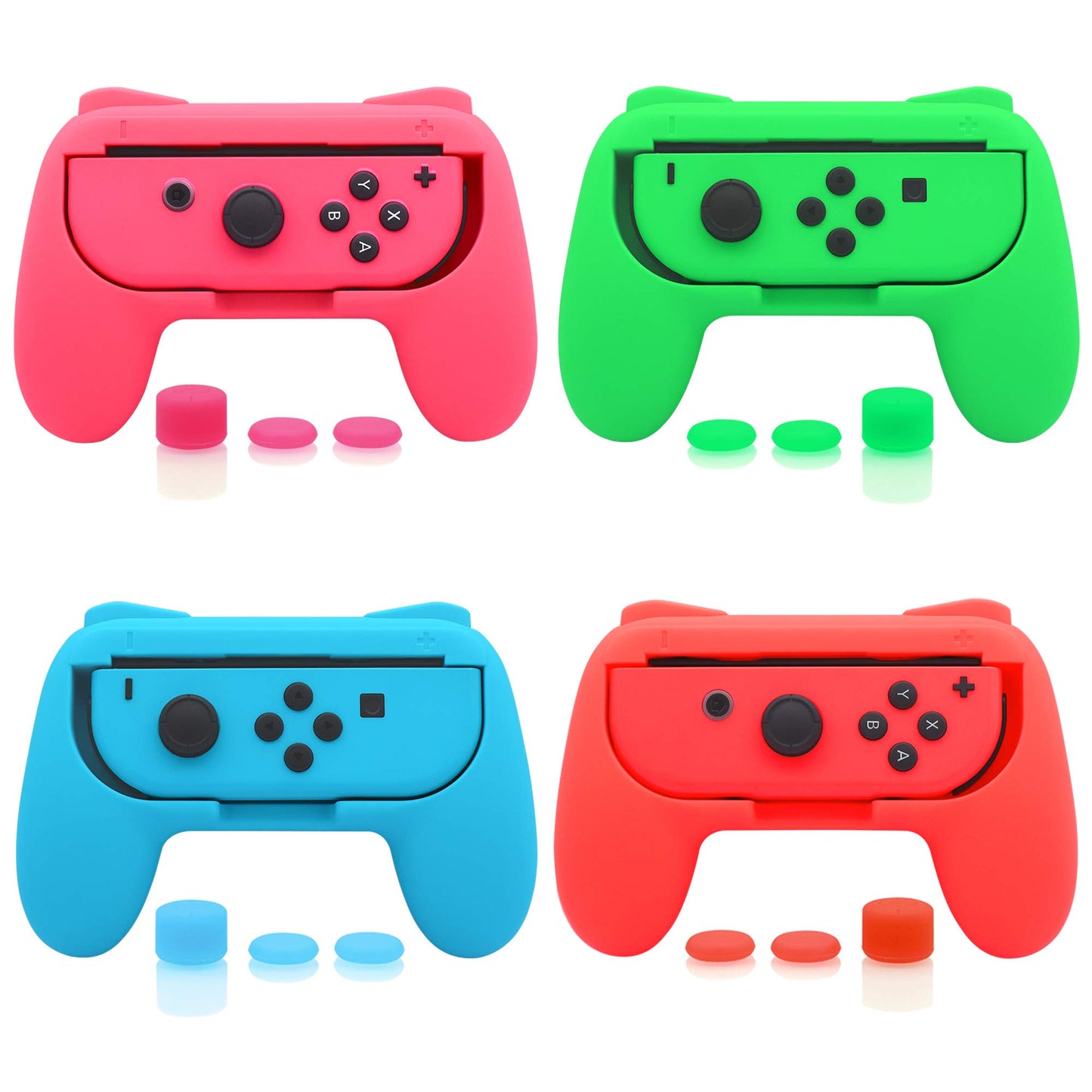 FASTSNAIL 4 Pack Grips Kit Compatible with Nintendo Switch for Joy Con Wear-Resistant Grip Controller for Joy con & OLED Model with 12 Thumb Grip