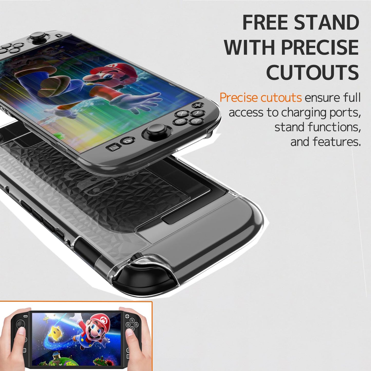 NINKI Transparent Case for Nintendo Switch 2 - Clear, Shockproof Hard PC + TPU Silicone, Kickstand, Protective Cover