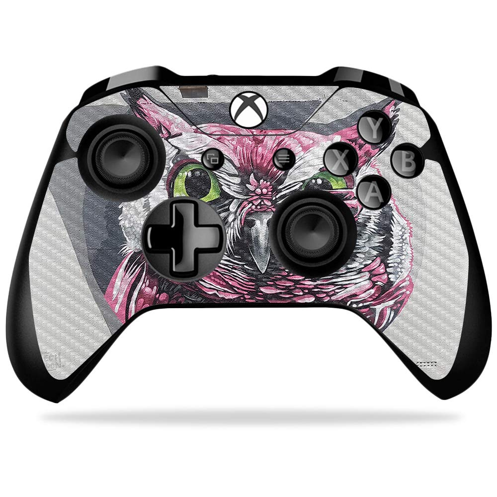MightySkins Carbon Fiber Skin for Microsoft Xbox One X Controller - Owl Wink | Protective Durable Textured Carbon Fiber Finish | Easy to Apply Remove and Change Styles | Made in The USA