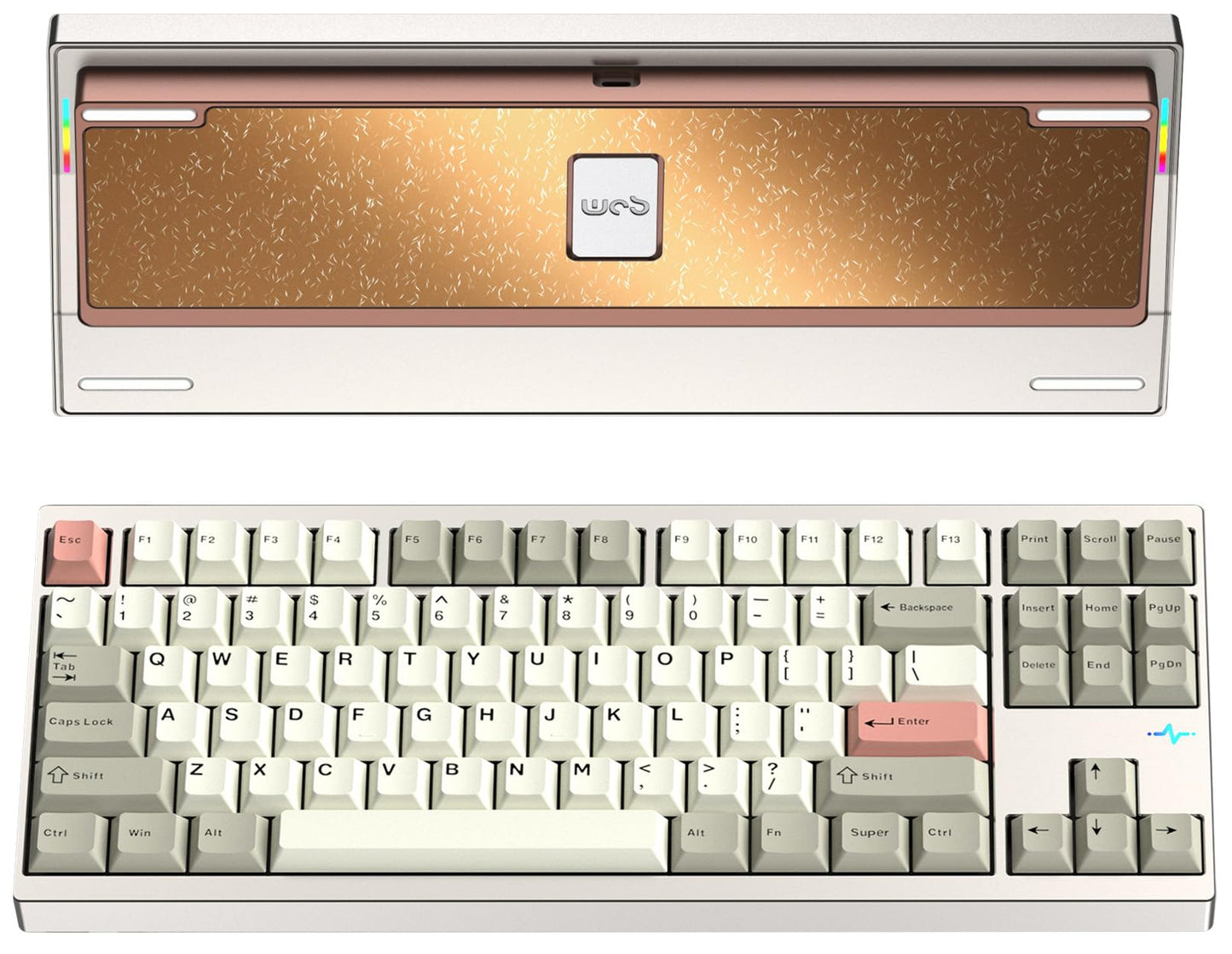 KEEBMONKEY WOBKEY Crush 80 Reboot CNC Aluminum 5-Second Quick-Release Triple-Mode Connectivity Mechanical Keyboard with Superior Acoustics (Pro Champagne Gold)