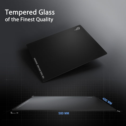 ASUS ROG Moonstone Ace L Gaming Mouse Pad - 19.7” x 15.7”, Ultra-Smooth Black Tempered Glass, Anti-Slip Base, Scratch Resistant
