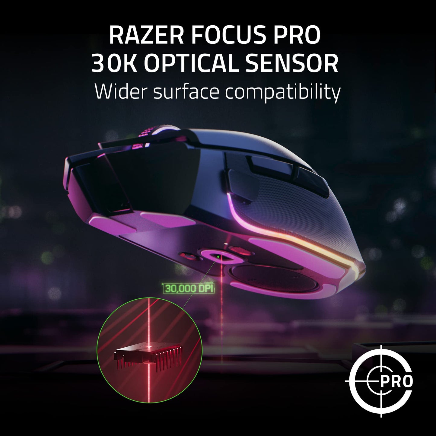 Razer Basilisk V3 Pro Wireless Ergonomic Gaming Mouse - Black, Customizable Design, Renewed