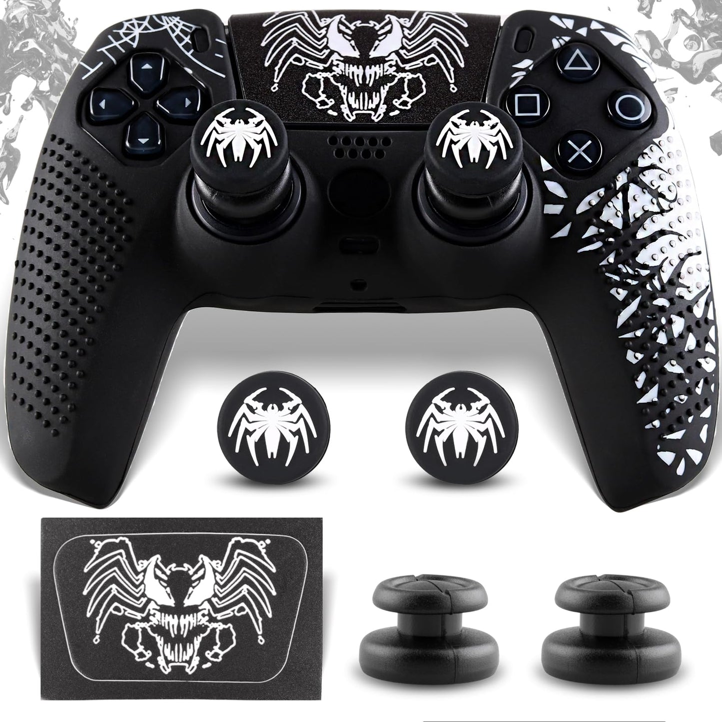 SoAegis Anti-Slip PS5 Controller Skin Kit with 2 Thumb Grip Cover & 2 Elevated Base Silicone Controller Case with Touch Pad Stickers for PS5 DualSense Wireless Edition