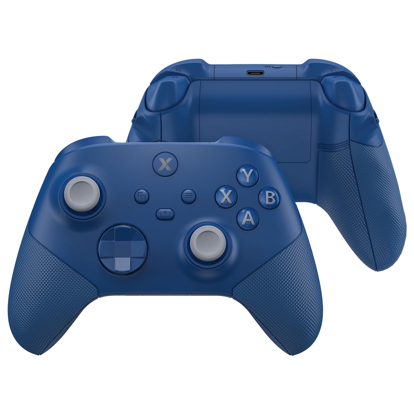 eXtremeRate ASR Version Redesigned Full Set Shell Buttons for Xbox Core Controller Ergonomic Trigger Stop Rubberized Grip Faceplate Backplate for Xbox Series X & S Controller - Yale Blue