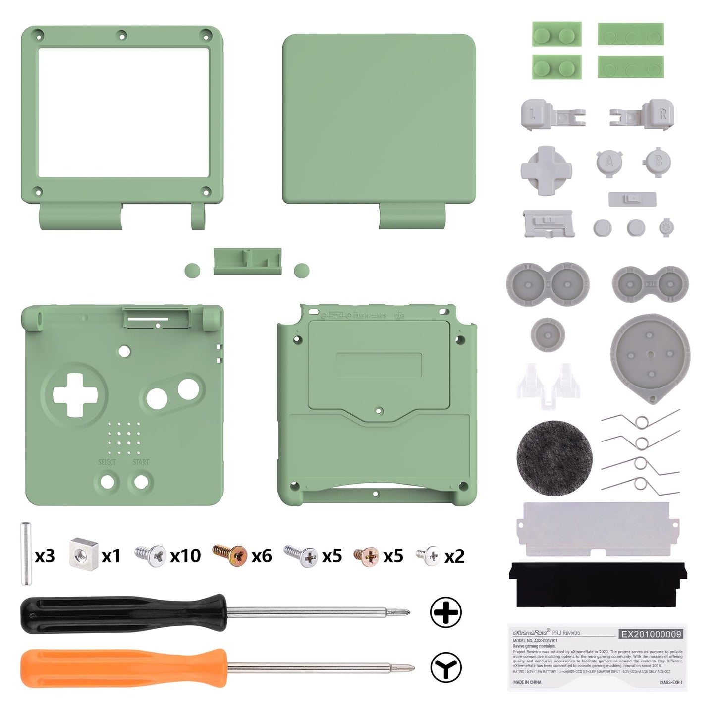 IPS Ready Upgraded eXtremeRate Matcha Green Custom Replacement Housing Shell for Gameboy Advance SP GBA SP - Compatible with Both IPS & Standard LCD - Console & Screen NOT Included