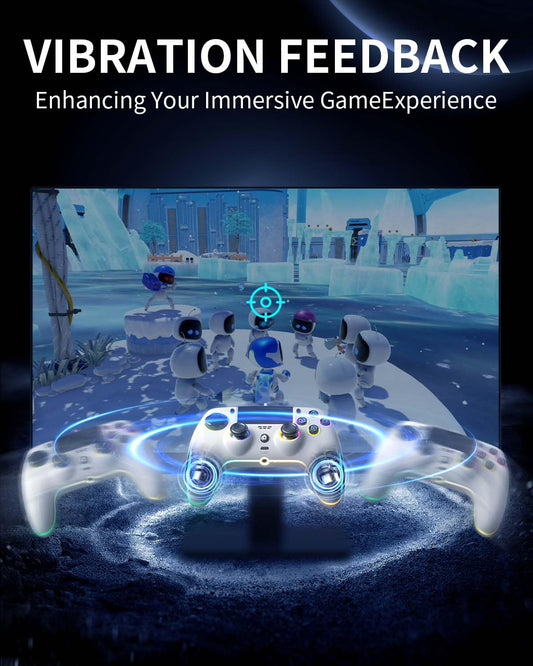 ThinTree Wired Controller for PS5/Pro/Slim/PC - Hall Effect Sticks, 7 RGB Modes, Haptic Feedback, White