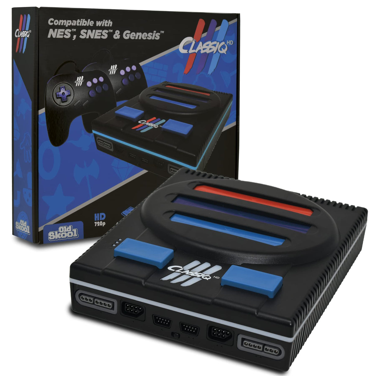 Old Skool Classiq 3 HD 720p 3 in 1 Video Game System Black Compatible with SNES/NES Nintendo and Super Nintendo and Sega Genesis refill units