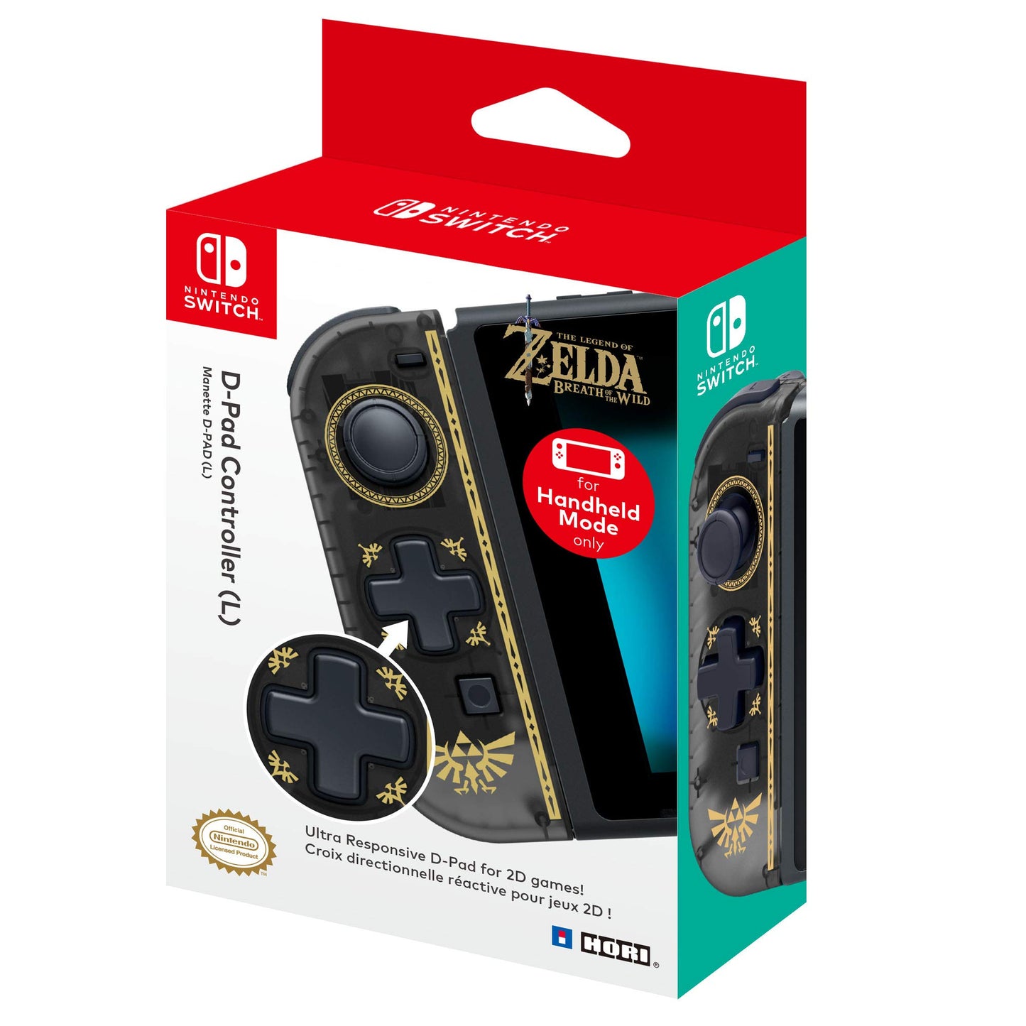 HORI D-Pad Controller for Nintendo Switch - Officially Licensed, Black, Model NSW-119U, Ideal for Zelda Fans