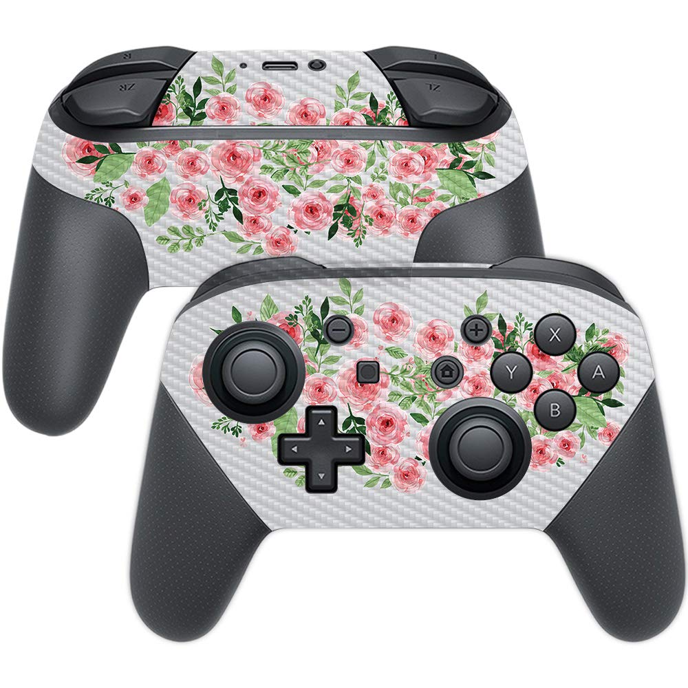 MightySkins Carbon Fiber Skin for Nintendo Switch Pro Controller - Bouquet | Protective Durable Textured Carbon Fiber Finish | Easy to Apply Remove and Change Styles | Made in The USA