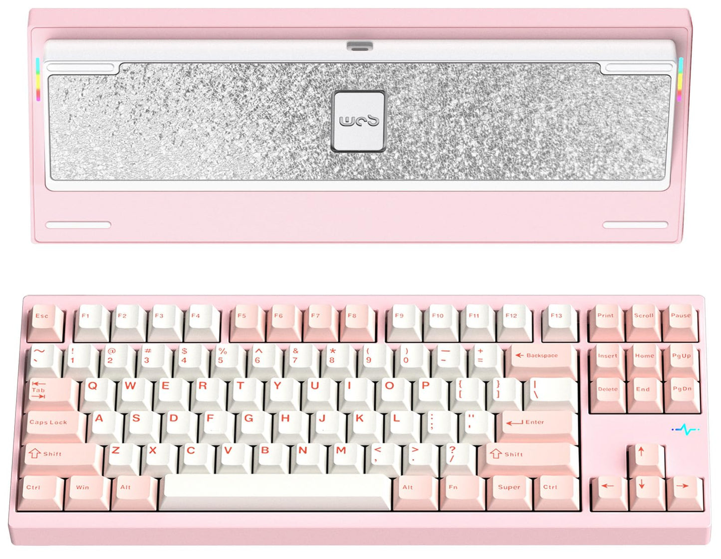KEEBMONKEY WOBKEY Crush 80 Reboot CNC Aluminum 5-Second Quick-Release Triple-Mode Connectivity Mechanical Keyboard with Superior Acoustics (Pro Pink)