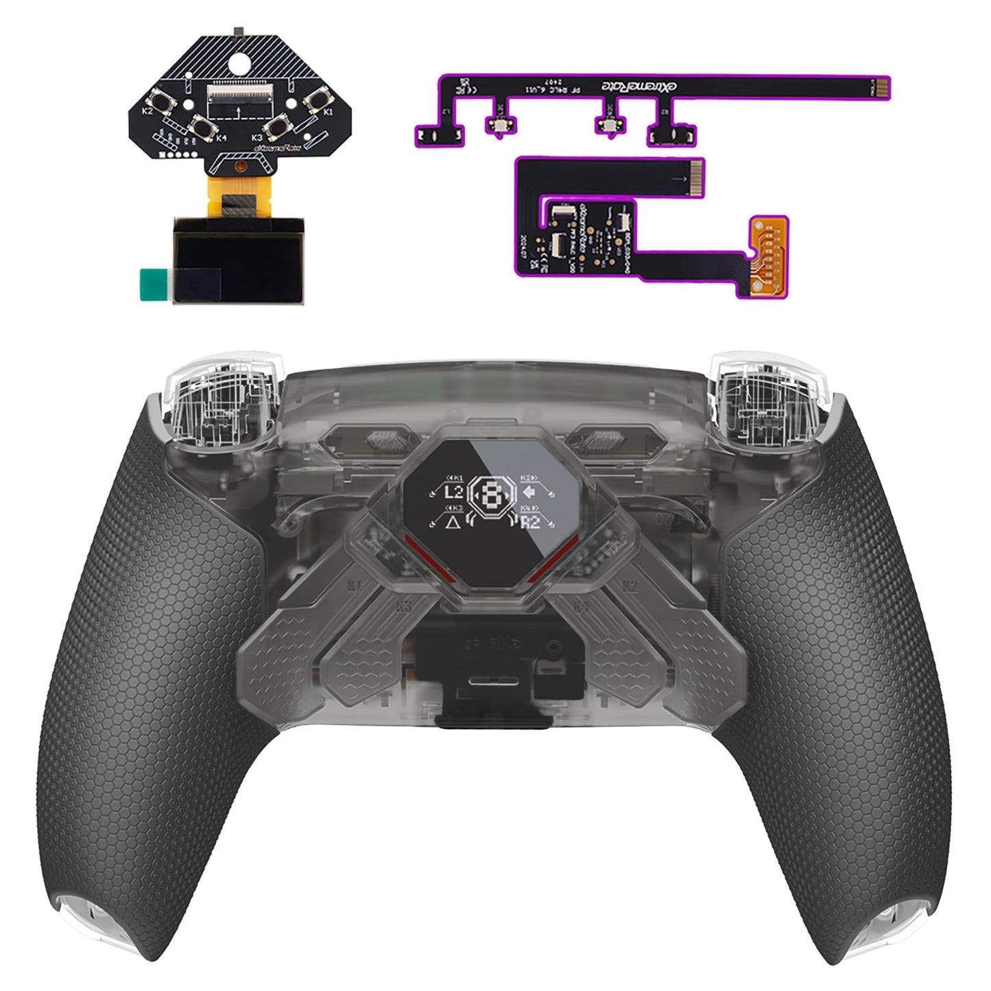 eXtremeRate Spark Back Paddles Kit for PS5 Controller BDM-030 040 050 060 OLED Display + Clicky Trigger Stops + Ergonomic Rubberized Grips Remappable 4 Back Buttons Set for PS5 Controller - Black